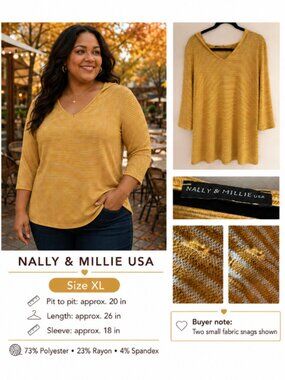 Nally & Millie Yellow & White Striped Hooded Top